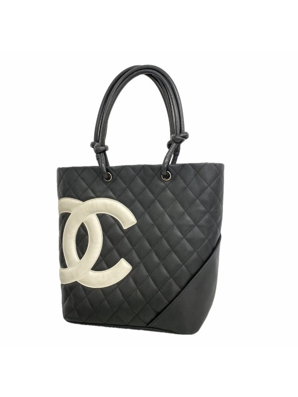 Chanel Tote Bag Cambon Lambskin Black Silver